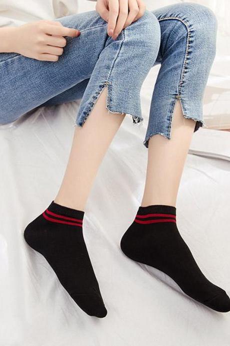 Double Color Stripe Cotton Socks