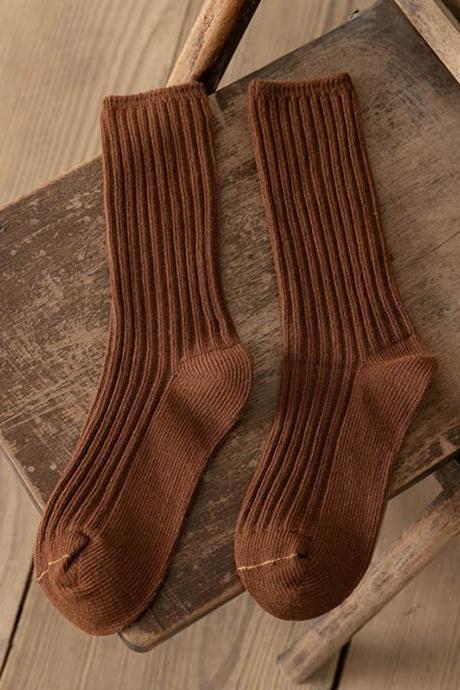 LIGHT COFFEE Vintage Casual Simple Socks