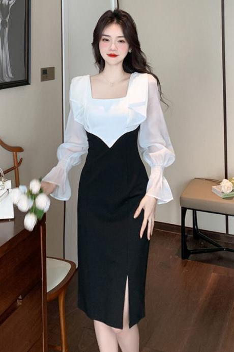 Elegant And Sophisticated High-slit Midi Dress