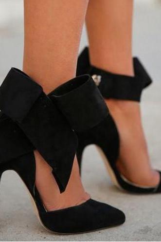 Fashion Removable Big Bow High Heel Heels Shoes