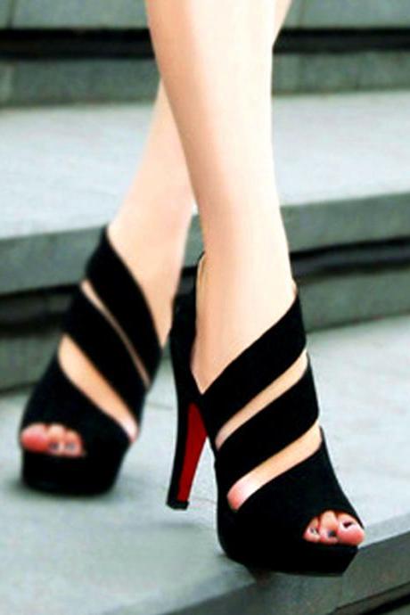 Women&amp;amp;#039;s Zipper Stilettlo Pep Toe Platform Heel Sandals