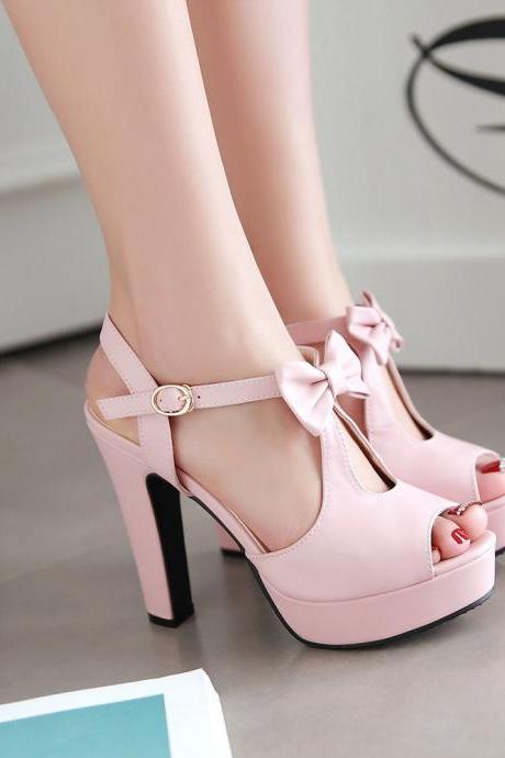 Fashion Street Style Peep Toe Bow High Heel Sandals