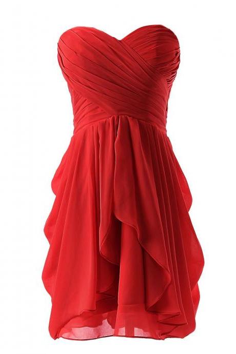 Sterpless Solid Color Irregular Ruffles Homecoming Party Dress