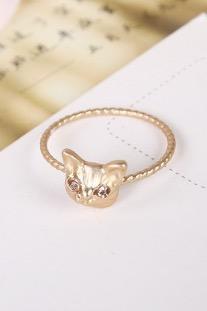 Cat Ring With Crystal Embellished Eyes 