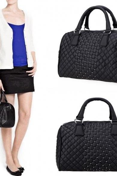Women&amp;amp;#039;s Black Geometric Handbag Tote Shoulder Cross Bag