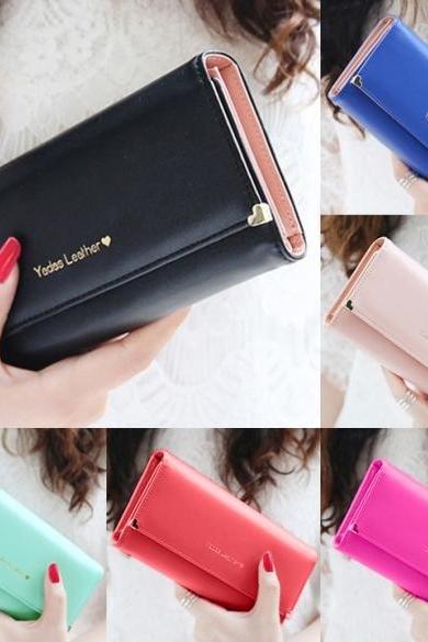 New Fashion Women's Long Wallet Button Clutch Purse Long Handbag