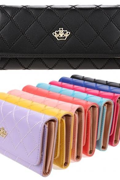 Fashion Ladies Women Clutch Long Purse Synthetic Leather Tri-fold Wallet Card Holder Handbag