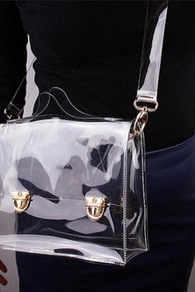 Fashion Pvc Transparent Bag Clear Handbag Tote Shoulder Bag Cross Bag