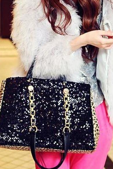 Women Fashion Sequin Handbag Satchel Bag Shoulder Bag