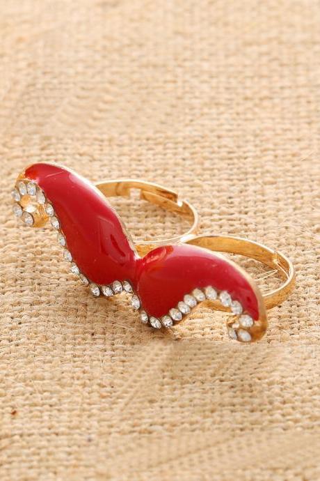 Double Ring Opening Ring Beard Adjustable Ring（red）