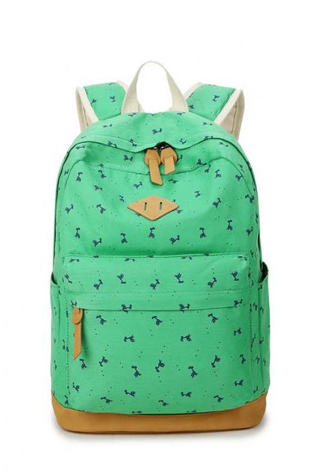Giraffe Print Simple Fashion Canvas School Backpack