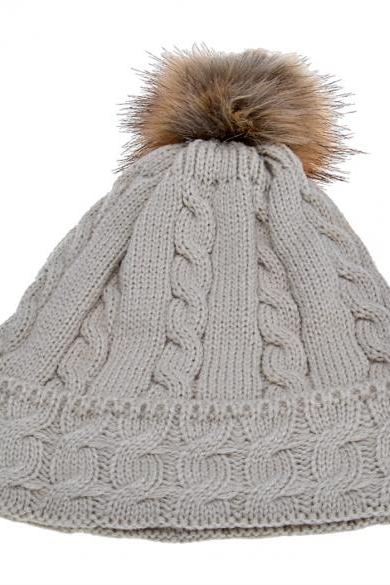New Lady Women's Fashion Elegant Warm Casual Knit Faux Fur Cap Hat