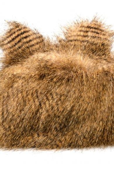 New Winter Fur Faux Fashion Rabbit Ears Women's Cap Hat