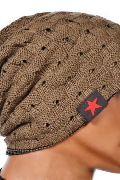 Unisex Cool Hollow Out Wool Knit Autumn Winter Warm Beanie Cap