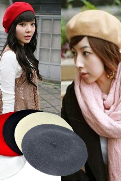 5 Colors Fashion Wool Warm Women Beret Beanie Hat Cap