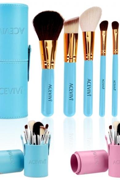 Fashion Women Lady's 7pcs Makeup Cosmetic Tools??Powder Foundation Blush Brush Brushes Set In Barrel