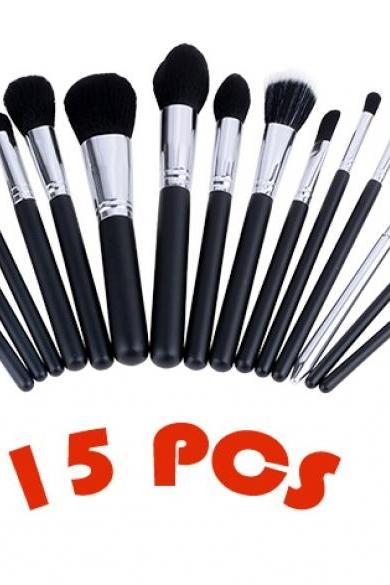 2016 High Quality New Arrival 15 Pcs Black Makeup Brushes Set Cosmetic Kits
