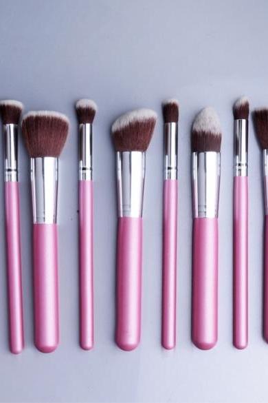 Hotsale PINK Makeup 10pcs Brushe Set Powder Foundation Eyeshadow Eyeliner cosmetics Tool