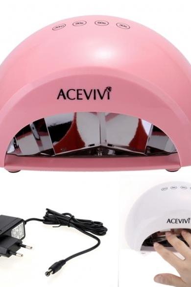 Acevivi Professional Nail Art 12w Led Manicure Light Lamp Curing Gel Nail Polish Dryer Eu Plug White Pink
