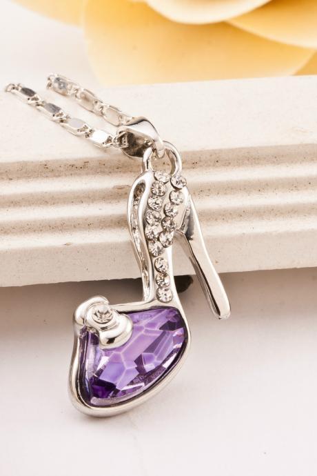 Korean Personalized High Heels Crystal Pendant Clavicle Necklace