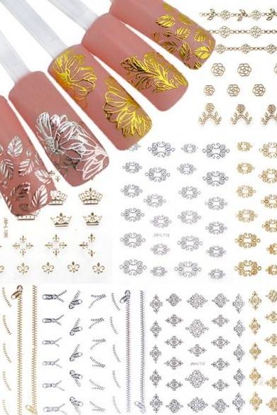 12 Sheets Pretty 3d Flower Nail Stickers Manicure Decals Nail Art Diy