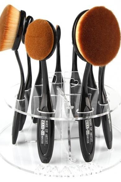New Cosmetic Round Makeup Toothbrush Brush Type 10 PCS Display Holder Organizer