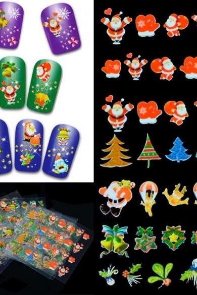 12 Sheets Christmas Presents Santa Trees Design Nail Art DIY Stickers