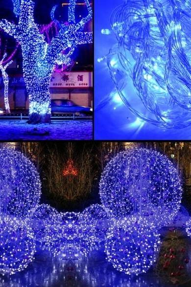 10M 100 LED Blue Lights Decorative Christmas Party Festival Twinkle String Lamp Bulb With Tail Plug 110V