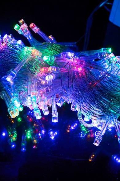 10m 100 Led Colorful Lights Decorative Christmas Party Festival Twinkle String Lamp Bulb 220v Eu