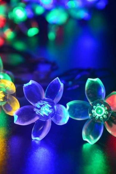 7m 50 Led Solar Flower String Light Multi-color Waterproof Christmas Party Outdoor Decor Light