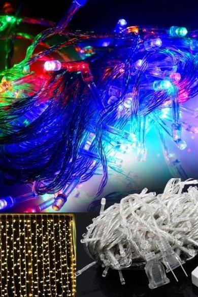 20m 200 Led Multi-color Fairy Lights Christmas Wedding Party Twinkle String Lamp Bulb With Tail Plug 110v Us