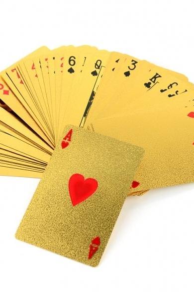 24k Karat Gold Foil Plated Eur Poker Playing Card With Box
