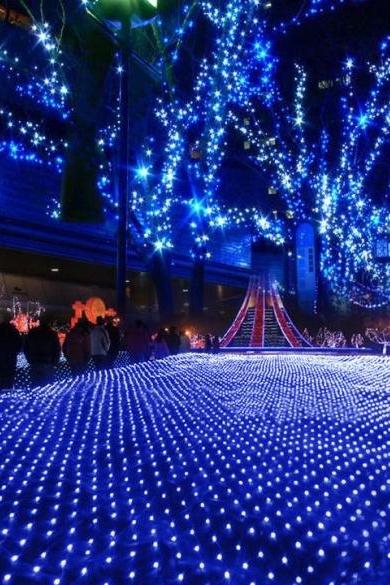 Blue 100 LED Net Mesh Decorative Fairy Lights Twinkle Lighting Christmas Wedding Party EU/220V