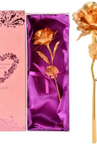 Hot Fashion 25cm 24K Dipped Gold Foil Rose Flower Gift For Birthday Valentine's Day Mother's Day