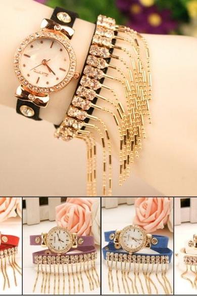 Fashion Lady Women's Retro Tassel Bracelet Watch Wristwatch