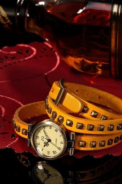 Punk Style Retro Vintage Style Quartz PU Leather Roma Number Dial Quartz Wrist Watch