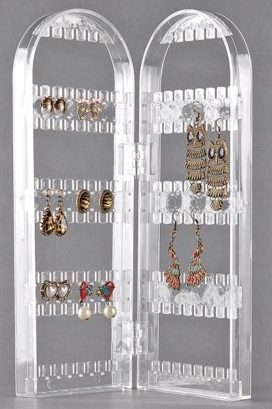 120 Holes Clear Plastic Earring Jewelry Show Display Stand Holder Rack