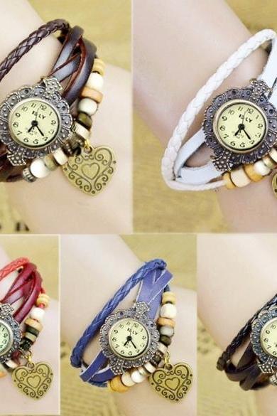 Stylish Quartz Weave Wrap Synthetic Leather Bracelet Girl&amp;amp;#039;s Wrist Watch