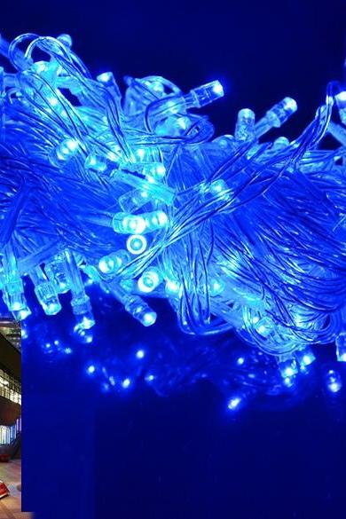 10M 100 LED Blue Lights Decorative Twinkle String Lamp Bulb 220V EU