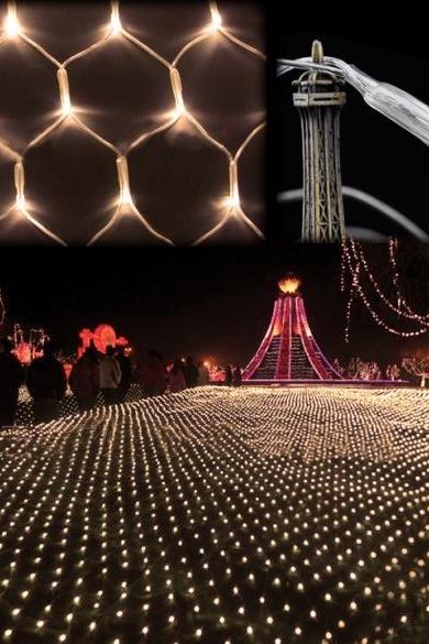 Warm White 100 LED Net Mesh Decorative Fairy Lights Twinkle Lighting Christmas Wedding Party EU