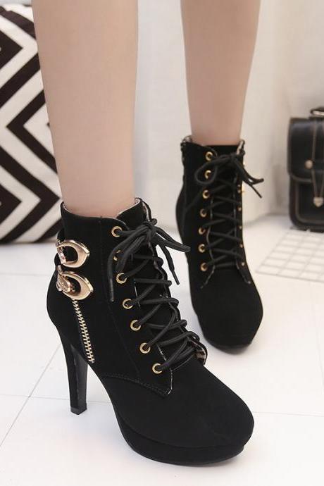 High Platform Lace Up Buckle Sexy Martin Boots Shoes