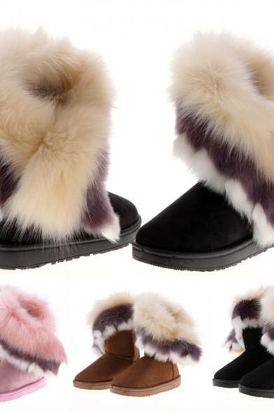 Fashion Women's Autumn Winter Snow Boots Ankle Boots Warm Synthetic Fur Shoes 3 Colors