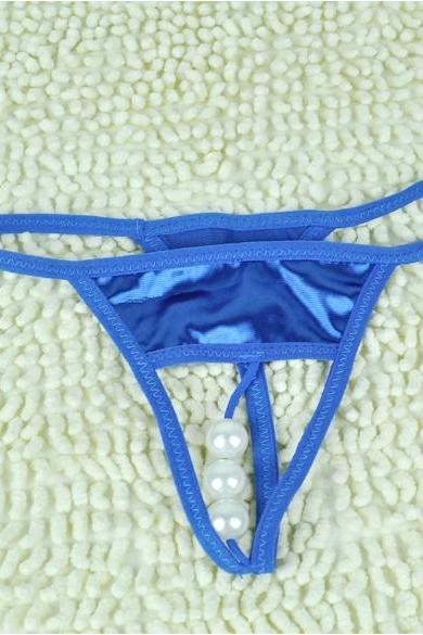 New Women's Sexy Imitation Pearl Thong V-string Panty Underwear