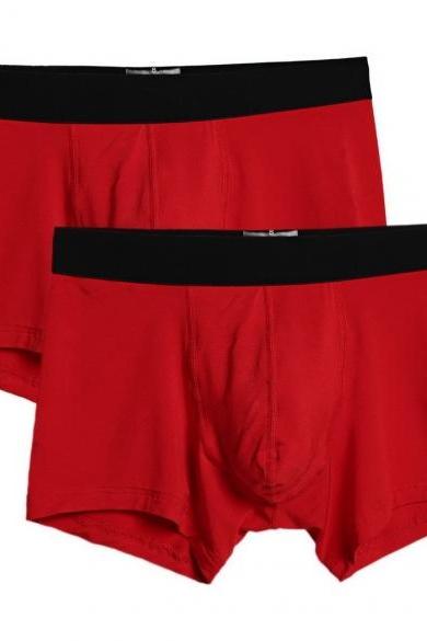Ekouaer Men Boxer Solid Soft Medium Waist Daily Underwear Pack Of 2