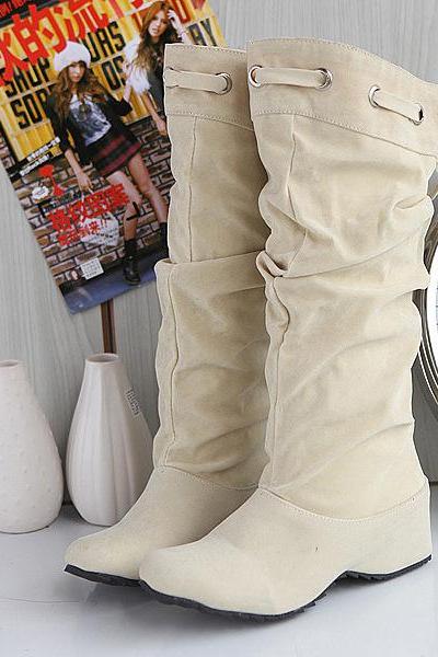 Fashion Pu Increased High Lace-up Boots