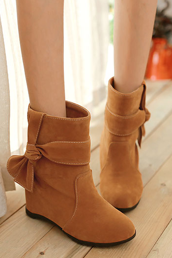High Increased Bowknot Wedge Short Martin Boots