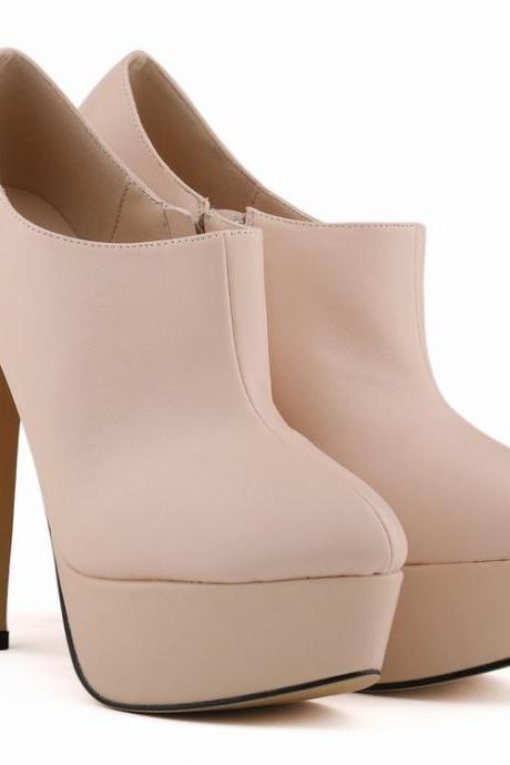 Fashion Solid Color High Heels Nightclub Ankle Boots