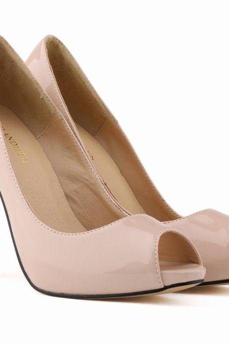 Patent Leather Peep-toe High Heel Stilettos