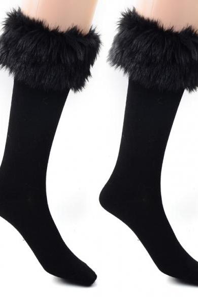 Japan Style Winter Snow Socks With Synthetic Fur Boot Socks