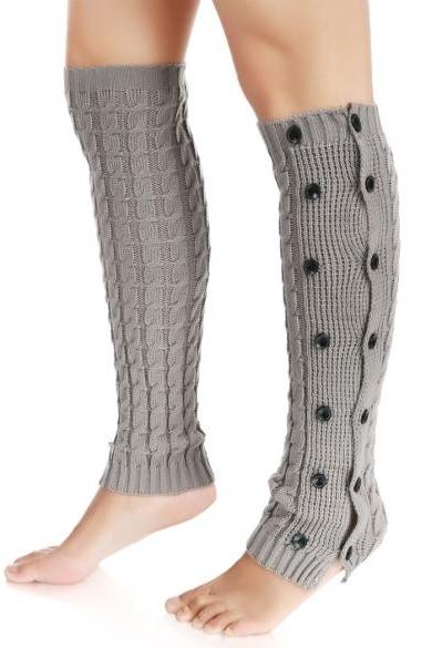 Zeogoo Women Knit Crochet Double Button Long Leg Warmers Knee High Boot Socks